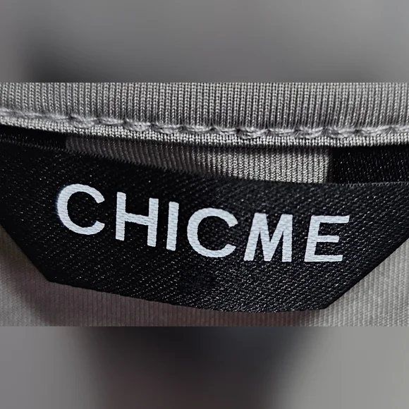 CHICME Womens 2pc Long Sleeve Top, Chain Print Color Block Skirt Sage Gray White - Picture 9 of 11